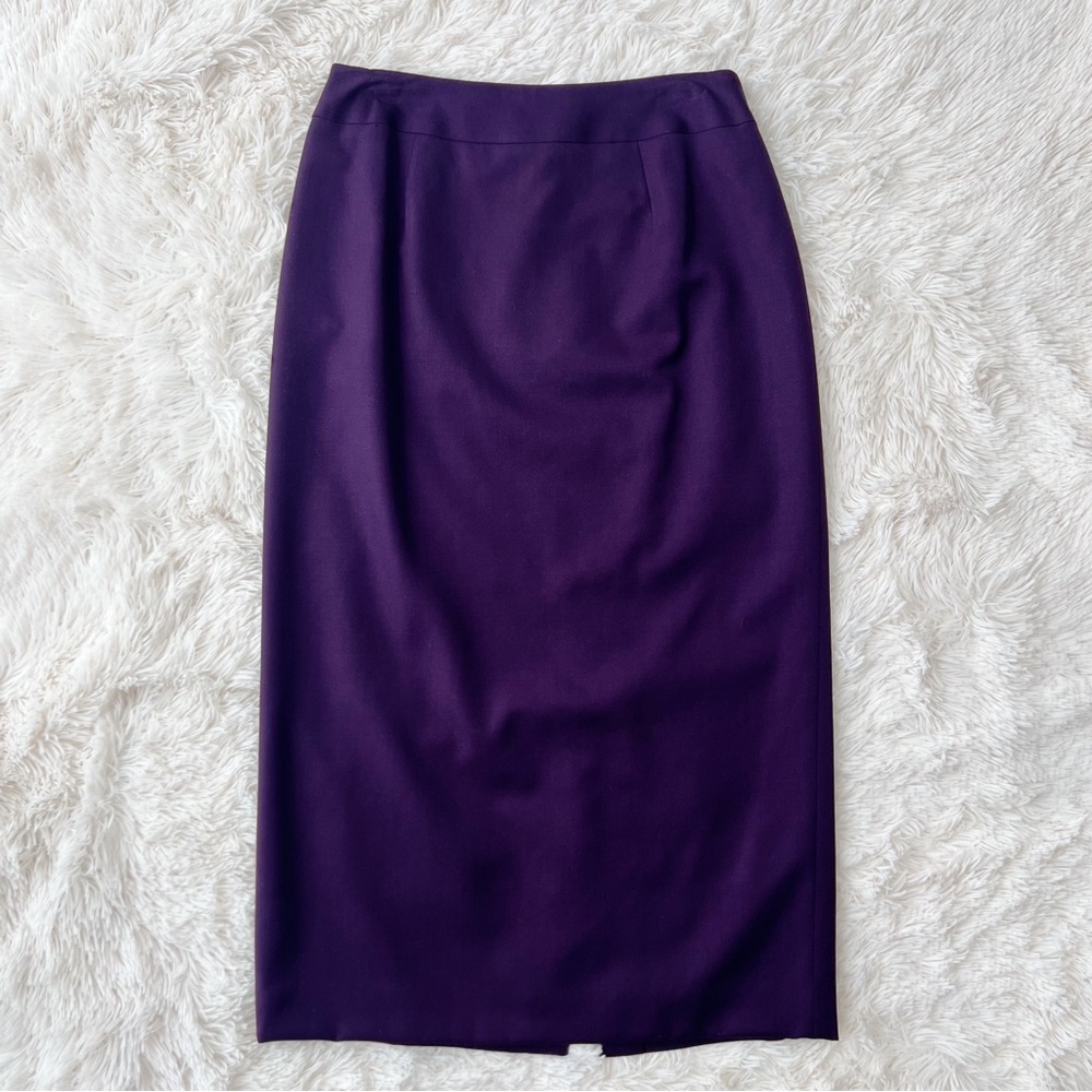 Talbots plum maxi skirt straight back slit 100% wool size 8p